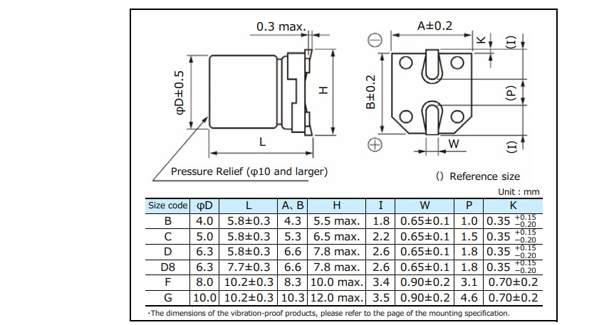 Mechanical Drawing - Panasonic Electronic Components FT Aluminum Electrolytic Capacitors
